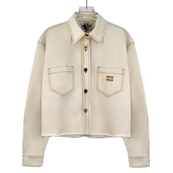 Miu Miu 2023 Collection beige cotton denim jacket
